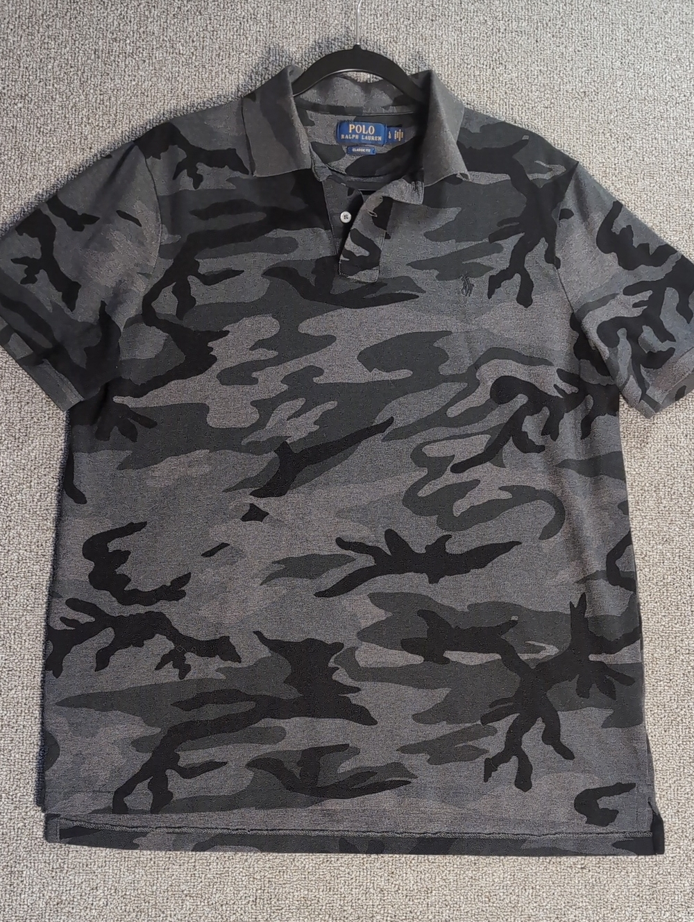 Polo Ralph Lauren Midnight Shadow Camo Polo Shirt Mens Large Dark Pony